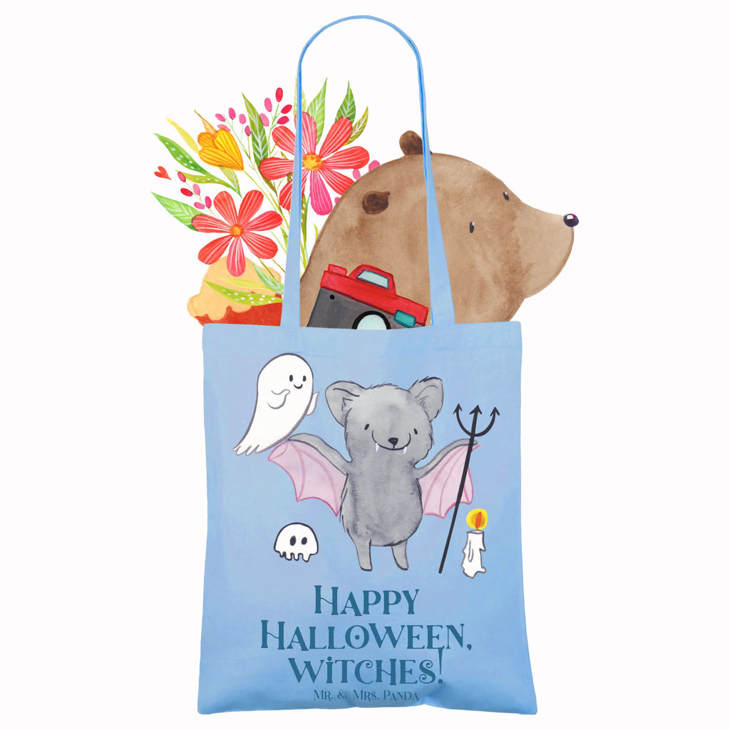 Tote bag Happy Halloween, witches! Tasche, Badetasche, Tragetasche, Stofftasche, Stoffbeutel, Beuteltasche, Jutetasche, Beutel, Jutebeutel, Einkaufstüte, Strandtasche, Shopper, Umhängetasche, Laptoptasche, Schultertasche, Einkaufstasche, Halloween, Deko, Martinssingen, Dekoration, Geschenke, Schenken