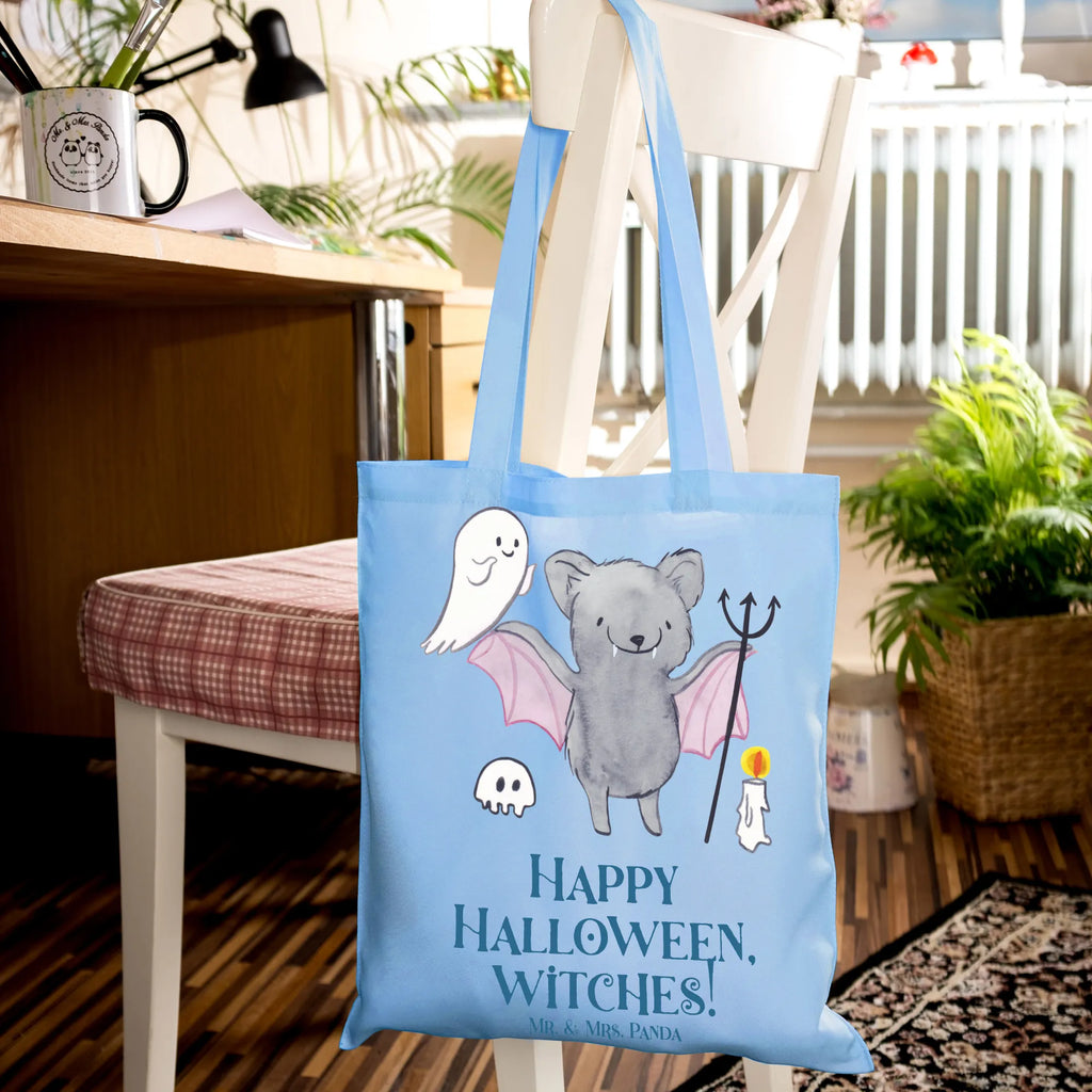 Tote bag Happy Halloween, witches! Tasche, Badetasche, Tragetasche, Stofftasche, Stoffbeutel, Beuteltasche, Jutetasche, Beutel, Jutebeutel, Einkaufstüte, Strandtasche, Shopper, Umhängetasche, Laptoptasche, Schultertasche, Einkaufstasche, Halloween, Deko, Martinssingen, Dekoration, Geschenke, Schenken