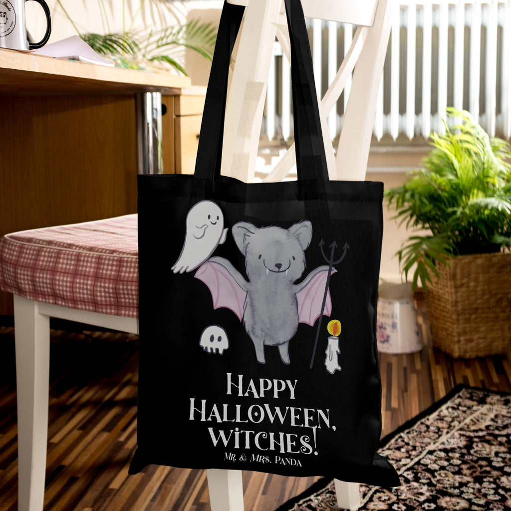 Tote bag Happy Halloween, witches! Tasche, Badetasche, Tragetasche, Stofftasche, Stoffbeutel, Beuteltasche, Jutetasche, Beutel, Jutebeutel, Einkaufstüte, Strandtasche, Shopper, Umhängetasche, Laptoptasche, Schultertasche, Einkaufstasche, Halloween, Deko, Martinssingen, Dekoration, Geschenke, Schenken