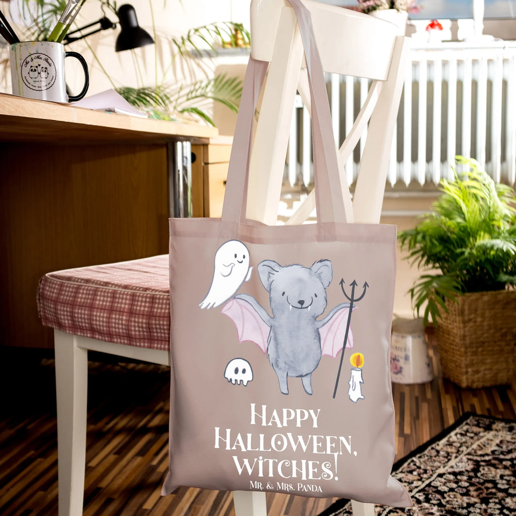 Tote bag Happy Halloween, witches! Tasche, Badetasche, Tragetasche, Stofftasche, Stoffbeutel, Beuteltasche, Jutetasche, Beutel, Jutebeutel, Einkaufstüte, Strandtasche, Shopper, Umhängetasche, Laptoptasche, Schultertasche, Einkaufstasche, Halloween, Deko, Martinssingen, Dekoration, Geschenke, Schenken