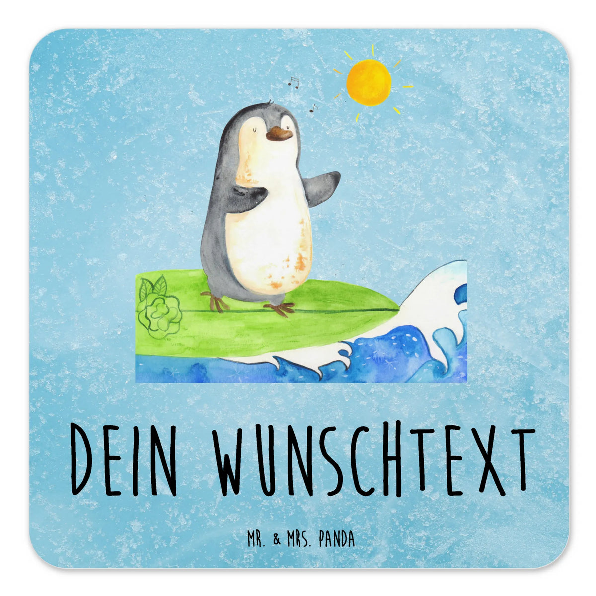 Personalised Coaster Set Penguin surfer Penguins, North Pole, surfing, penguins, wave riding, holidays, surfers, waves