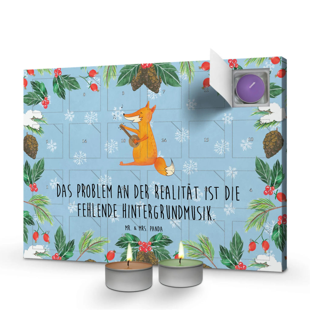Scented candle advent calendar Fox guitar animal lover, clever as a fox, foxes, forest wildlife, music saying, gift musician, singer, musician, guitar