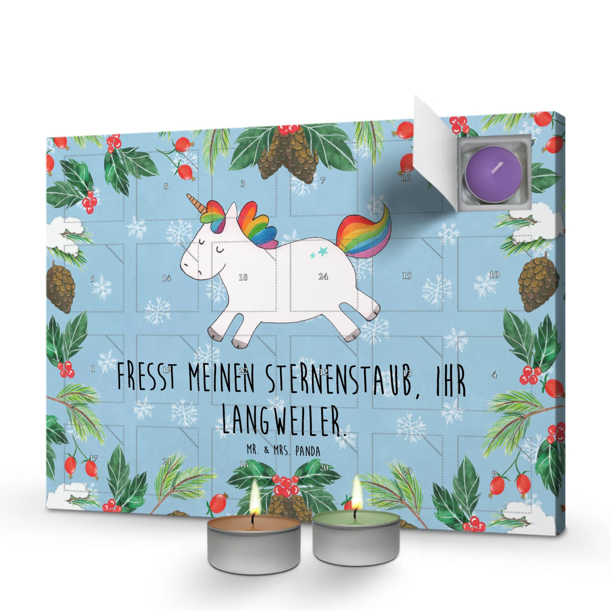 Scented candle advent calendar unicorn happy