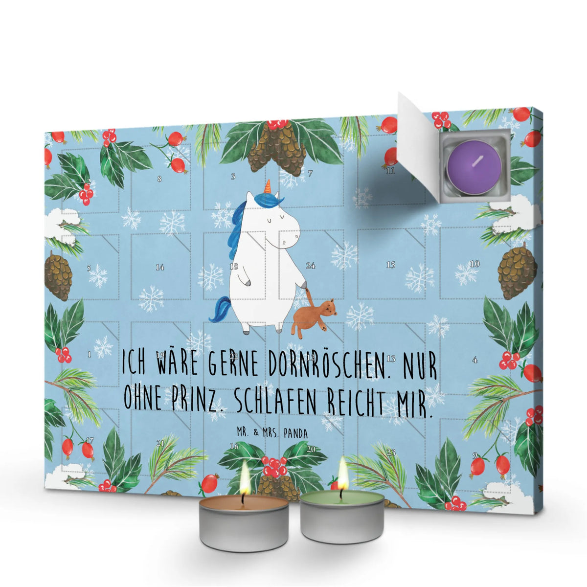 Scented candle advent calendar unicorn teddy