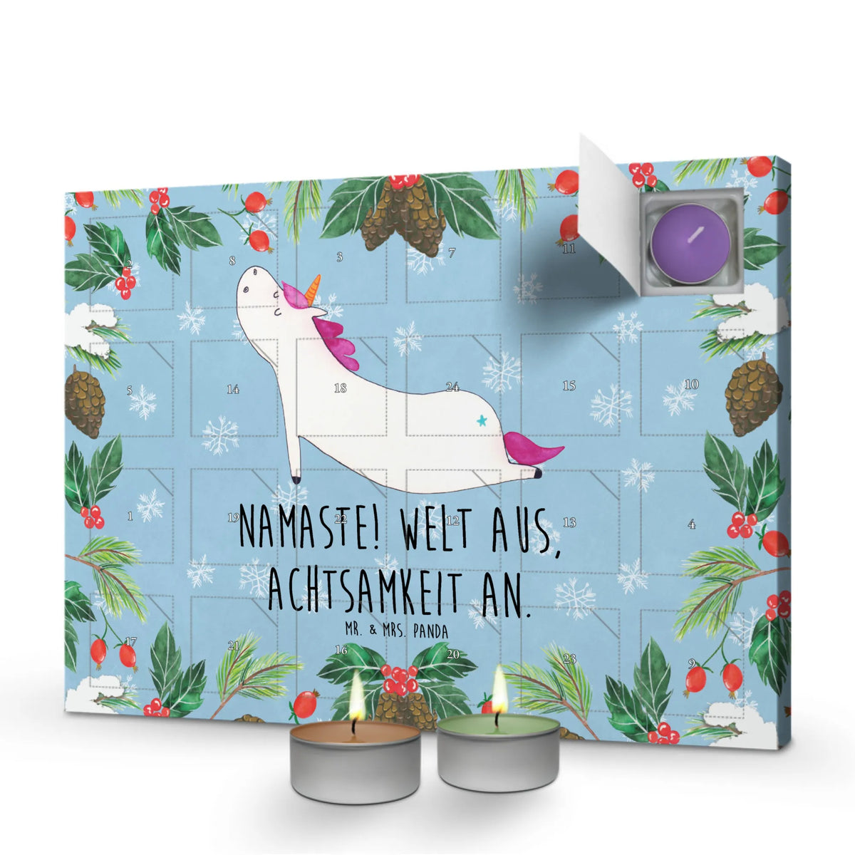 Scented candle advent calendar unicorn yoga