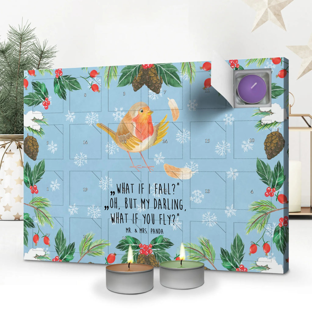Scented candle advent calendar robin feathers card, gift ideas, gifts, animal lover, special gifts, cute animal motives, hand drawn, small animals, good mood, cute, funny sayings, slogan motivation, motivation slogans, bird, slogan courage, robin, motivation pictures, flying