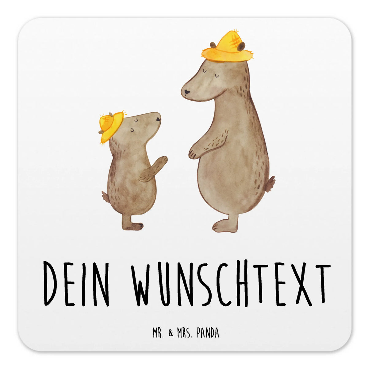 Personalised Coaster Set Bears with hats Mother's Day, Father's Day, father's day, sons, child, father, son, role model, children, favourite person, father-son