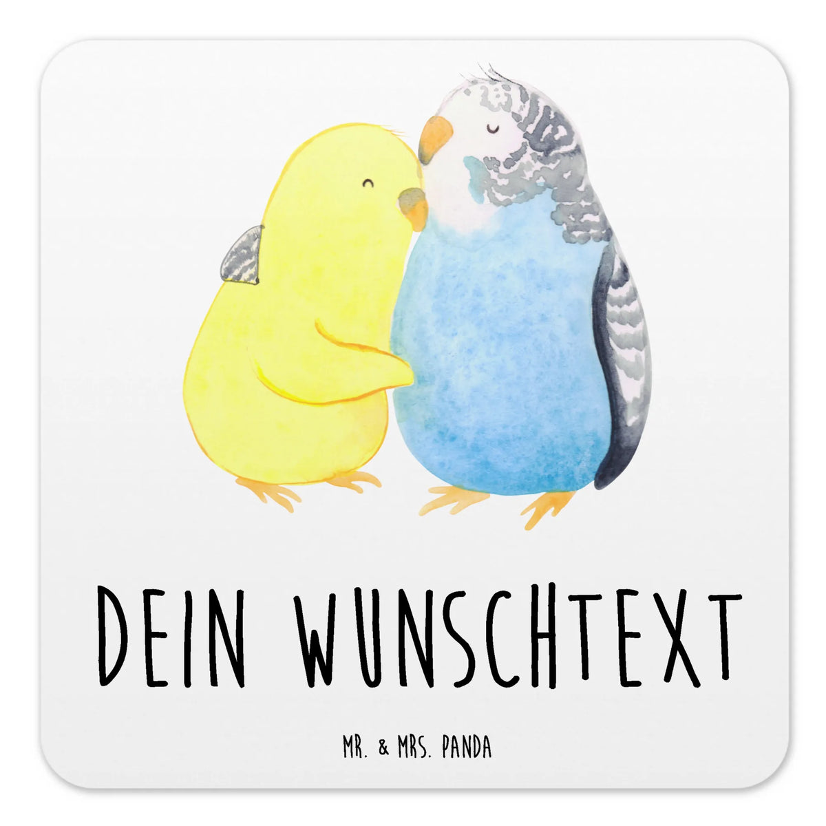 Personalised Coaster Set Parakeets in love Love gift, gift for her, gift for him, anniversary gift, Loving, Two, Together, Marriage, Proposal of marriage, birds, budgie, trust, cuddling, closeness