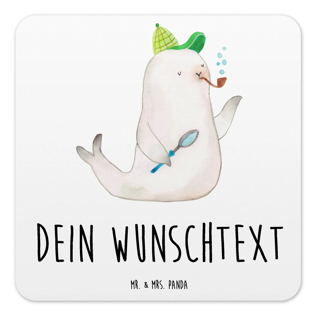 Personalisiertes Untersetzer Set Robbe Sherlock Glasuntersetzer, Personalisierte Untersetzer, Untersetzer, Untersetzer für Tassen, Untersetzer bedruckt, Untersetzer personalisiert, Untersetzer mit Sprüchen, Untersetzer mit Namen, Untersetzer Set, Kunststoff Untersetzer, lustige Sprüche, Tiere, Tiermotive, Gute Laune