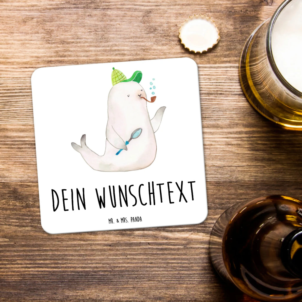 Personalisiertes Untersetzer Set Robbe Sherlock Glasuntersetzer, Personalisierte Untersetzer, Untersetzer, Untersetzer für Tassen, Untersetzer bedruckt, Untersetzer personalisiert, Untersetzer mit Sprüchen, Untersetzer mit Namen, Untersetzer Set, Kunststoff Untersetzer, lustige Sprüche, Tiere, Tiermotive, Gute Laune