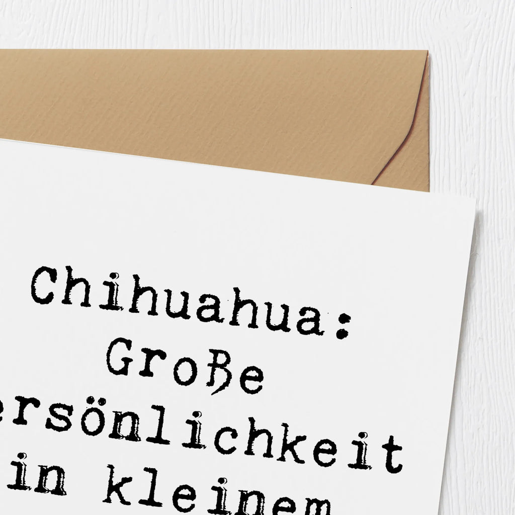 Deluxe Card Saying Chihuahua: Große Persönlichkeit in kleinem Format. Karte, Grußkarte, Klappkarte, Hochwertige Grußkarte, Glückwunschkarte, Hochwertige Klappkarte, Geburtstagskarte, Hochzeitskarte, Einladungskarte, Hund, Hunderasse, Rassehund, Hundebesitzer, Geschenk, Tierfreund, Schenken, Welpe