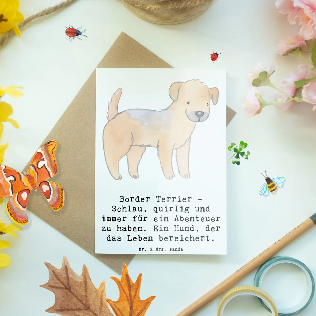 Greetings card Border Terrier - Schlau, quirlig und immer für ein Abenteuer zu haben. Ein Hund, der das Leben bereichert. Geburtstagskarte, Grußkarte, Glückwunschkarte, Karte, Hochzeitskarte, Klappkarte, Ansichtskarten, Einladungskarte, Hund, Hunderasse, Rassehund, Hundebesitzer, Geschenk, Tierfreund, Schenken, Welpe