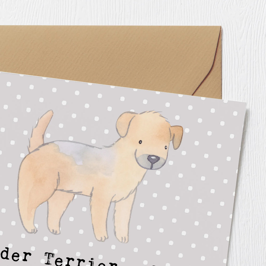 Deluxe Card Border Terrier - Treue Begleiter, die mit ihrer Intelligenz und Energie begeistern Klappkarte, Einladungskarte, Grußkarte, Karte, Glückwunschkarte, Hochzeitskarte, Hochwertige Klappkarte, Geburtstagskarte, Hochwertige Grußkarte, Hund, Hunderasse, Rassehund, Hundebesitzer, Geschenk, Tierfreund, Schenken, Welpe