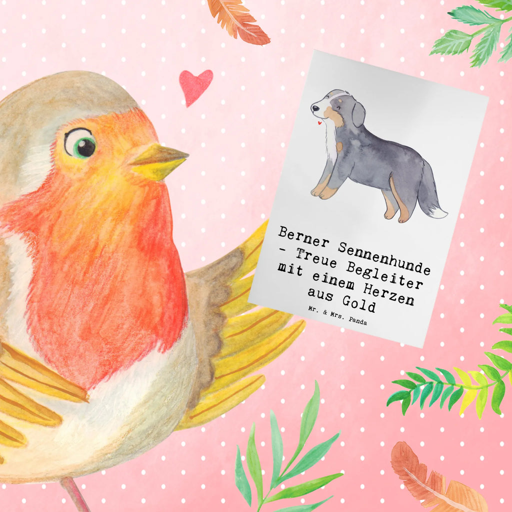 Greetings card Berner Sennenhunde - Treue Begleiter mit einem Herzen aus Gold Glückwunschkarte, Grußkarte, Hochzeitskarte, Klappkarte, Karte, Geburtstagskarte, Einladungskarte, Ansichtskarten, Hund, Hunderasse, Rassehund, Hundebesitzer, Geschenk, Tierfreund, Schenken, Welpe