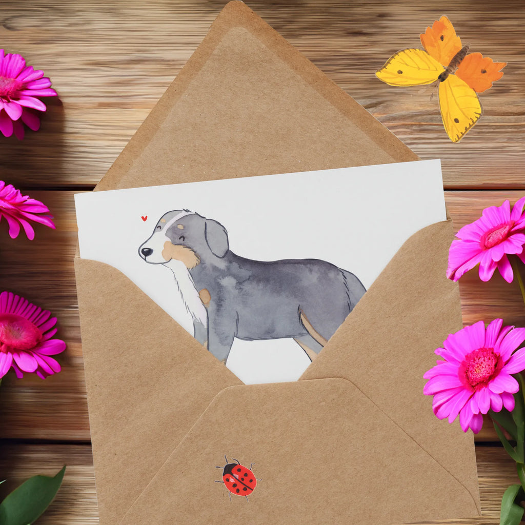 Deluxe Karte Berner Sennenhund Freude Karte, Grußkarte, Einladungskarte, Geburtstagskarte, Hochwertige Grußkarte, Glückwunschkarte, Hochwertige Klappkarte, Klappkarte, Hochzeitskarte, Hund, Hunderasse, Rassehund, Hundebesitzer, Geschenk, Tierfreund, Schenken, Welpe