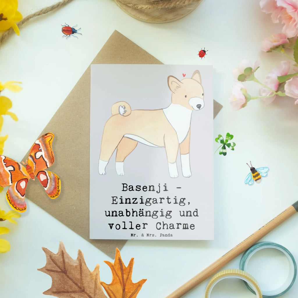 Grußkarte Basenji Charme Glückwunschkarte, Klappkarte, Karte, Geburtstagskarte, Grußkarte, Ansichtskarten, Hochzeitskarte, Einladungskarte, Hund, Hunderasse, Rassehund, Hundebesitzer, Geschenk, Tierfreund, Schenken, Welpe