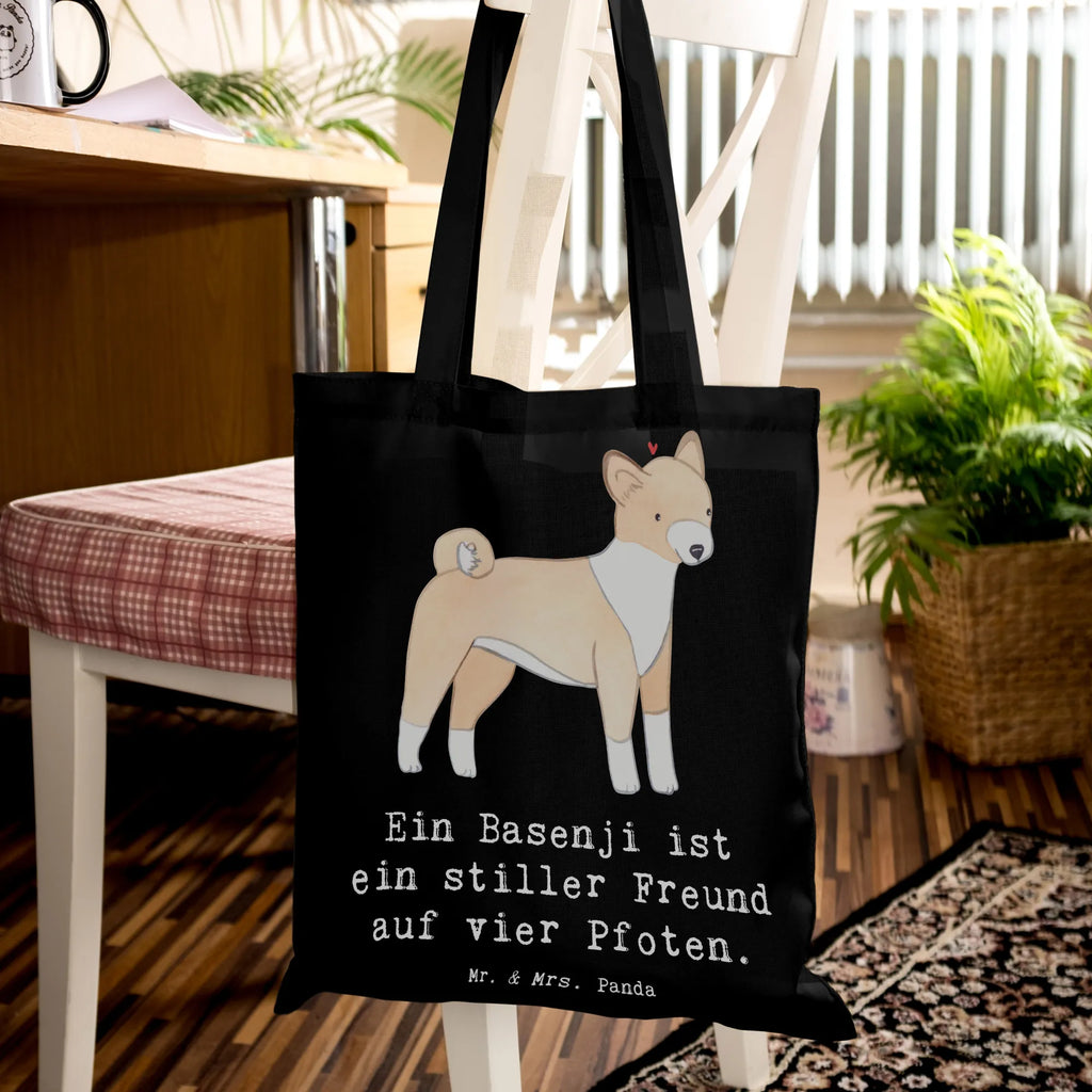 Tote bag Ein Basenji ist ein stiller Freund auf vier Pfoten. Stofftasche, Beutel, Laptoptasche, Tragetasche, Einkaufstasche, Shopper, Schultertasche, Stoffbeutel, Umhängetasche, Tasche, Strandtasche, Jutebeutel, Beuteltasche, Jutetasche, Badetasche, Einkaufstüte, Hund, Hunderasse, Rassehund, Hundebesitzer, Geschenk, Tierfreund, Schenken, Welpe