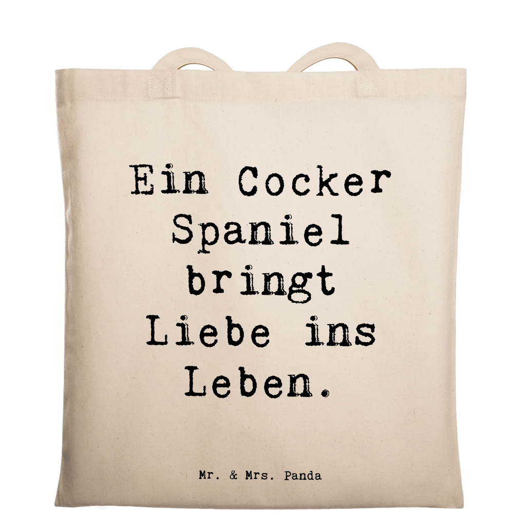 Tote bag Saying Ein Cocker Spaniel bringt Liebe ins Leben. Tragetasche, Beutel, Umhängetasche, Jutebeutel, Strandtasche, Laptoptasche, Shopper, Einkaufstüte, Stoffbeutel, Tasche, Einkaufstasche, Jutetasche, Stofftasche, Badetasche, Schultertasche, Beuteltasche, Hund, Hunderasse, Rassehund, Hundebesitzer, Geschenk, Tierfreund, Schenken, Welpe