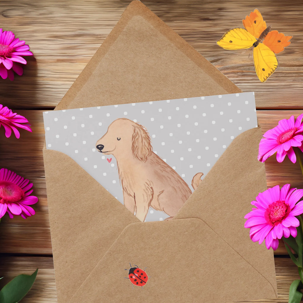 Deluxe Card Ein Cocker Spaniel bringt Liebe ins Leben. Karte, Grußkarte, Hochzeitskarte, Einladungskarte, Glückwunschkarte, Klappkarte, Hochwertige Grußkarte, Geburtstagskarte, Hochwertige Klappkarte, Hund, Hunderasse, Rassehund, Hundebesitzer, Geschenk, Tierfreund, Schenken, Welpe