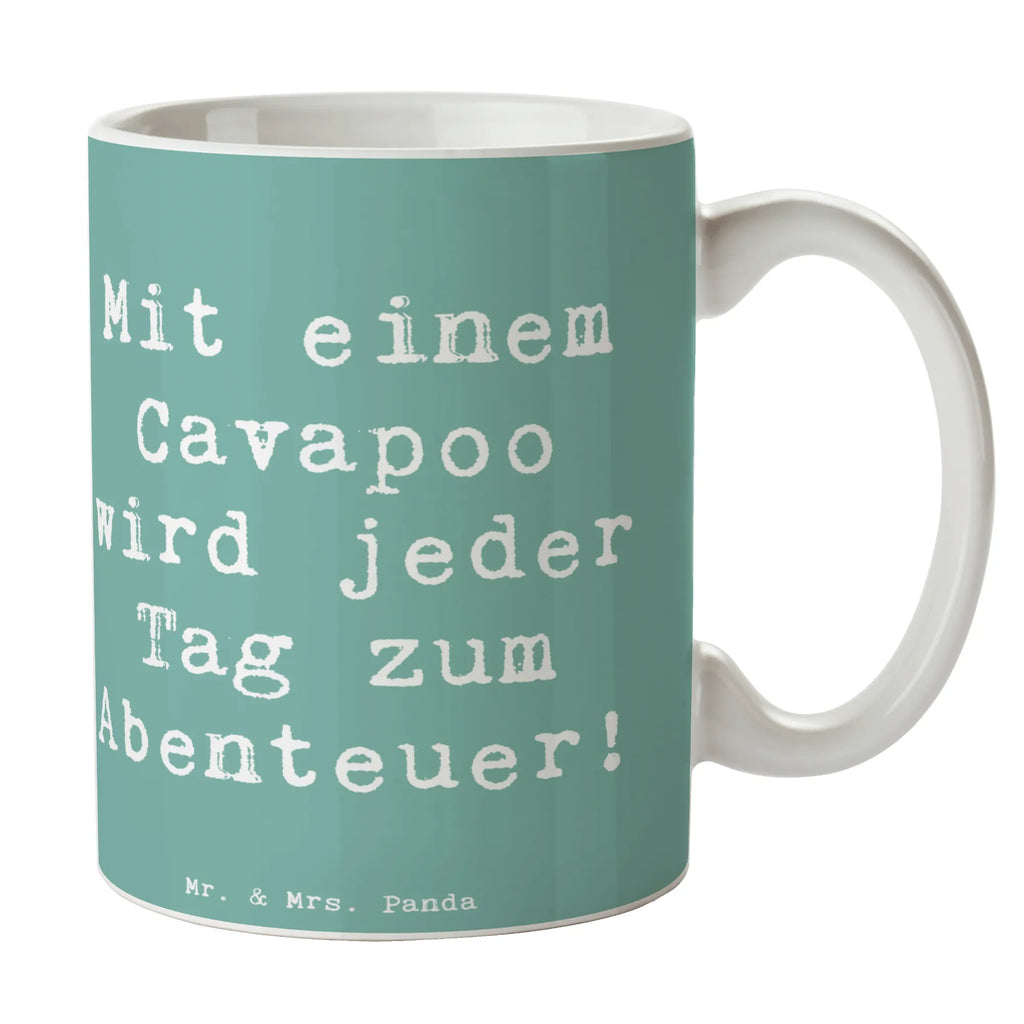 Tasse Spruch Cavapoo Abenteuer Teetasse, Bürotasse, Tasse, Geschenktasse, Tasse mit Zitaten, Tasse mit Motiven, Kaffeetasse, Porzellantasse, Keramiktasse, Hund, Hunderasse, Rassehund, Hundebesitzer, Geschenk, Tierfreund, Schenken, Welpe