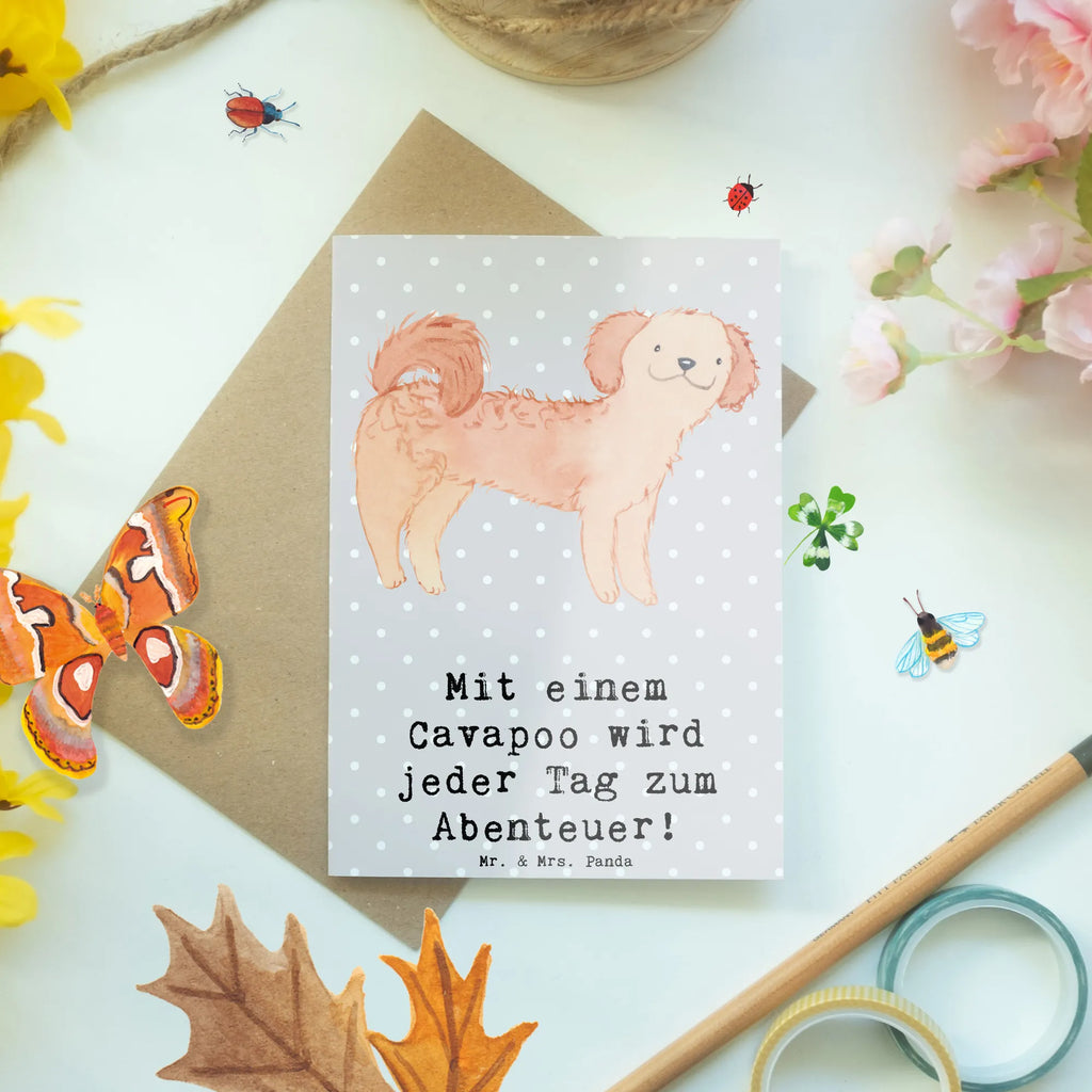 Grußkarte Cavapoo Abenteuer Klappkarte, Grußkarte, Geburtstagskarte, Karte, Einladungskarte, Hochzeitskarte, Glückwunschkarte, Ansichtskarten, Hund, Hunderasse, Rassehund, Hundebesitzer, Geschenk, Tierfreund, Schenken, Welpe
