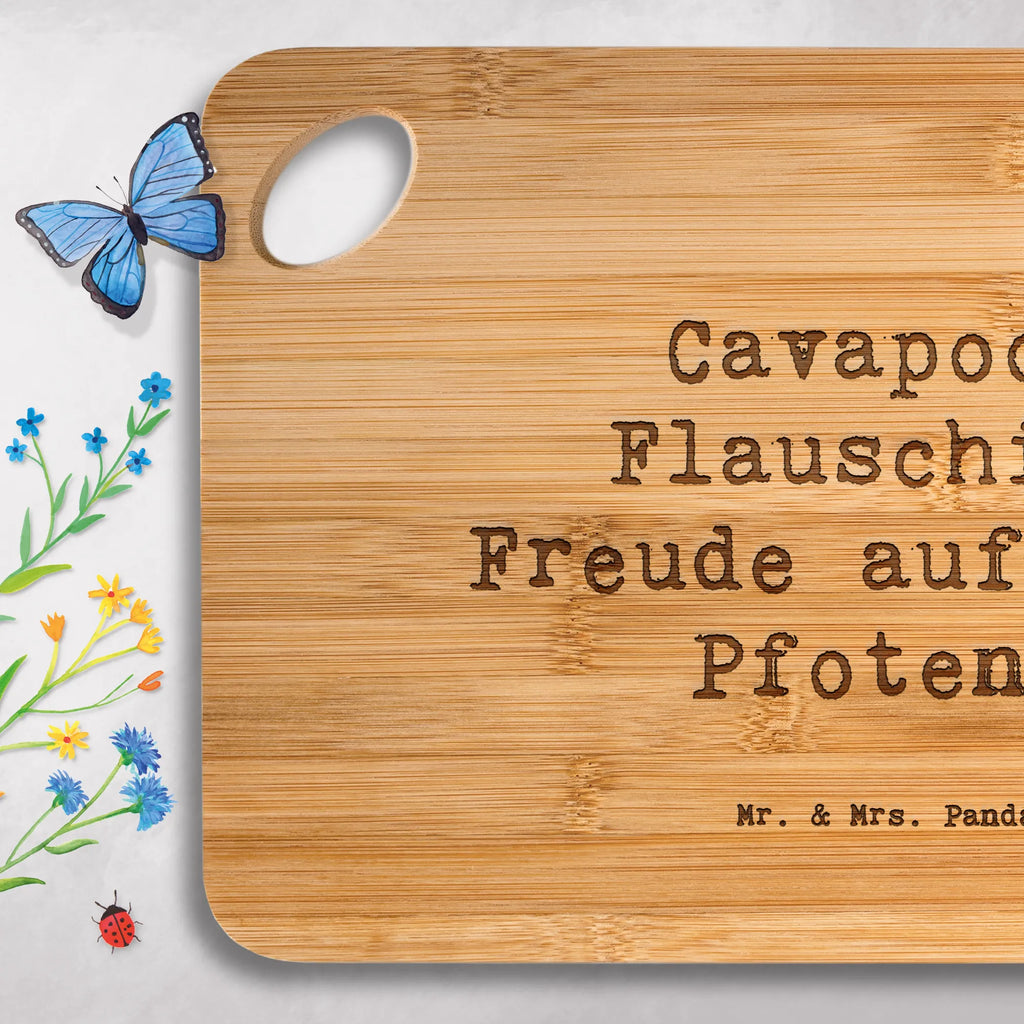 Bamboo chopping board Saying Cavapoo: Flauschige Freude auf vier Pfoten! slices, kitchen board, cutting block, breakfast, wood, bamboo, solid, breakfast board, engraving, cutting board, dulcimer, carving board, robust, kitchen, board, nature, Dog, dog breed, purebred dog, dog owner, gift, animal lover, giving, puppy