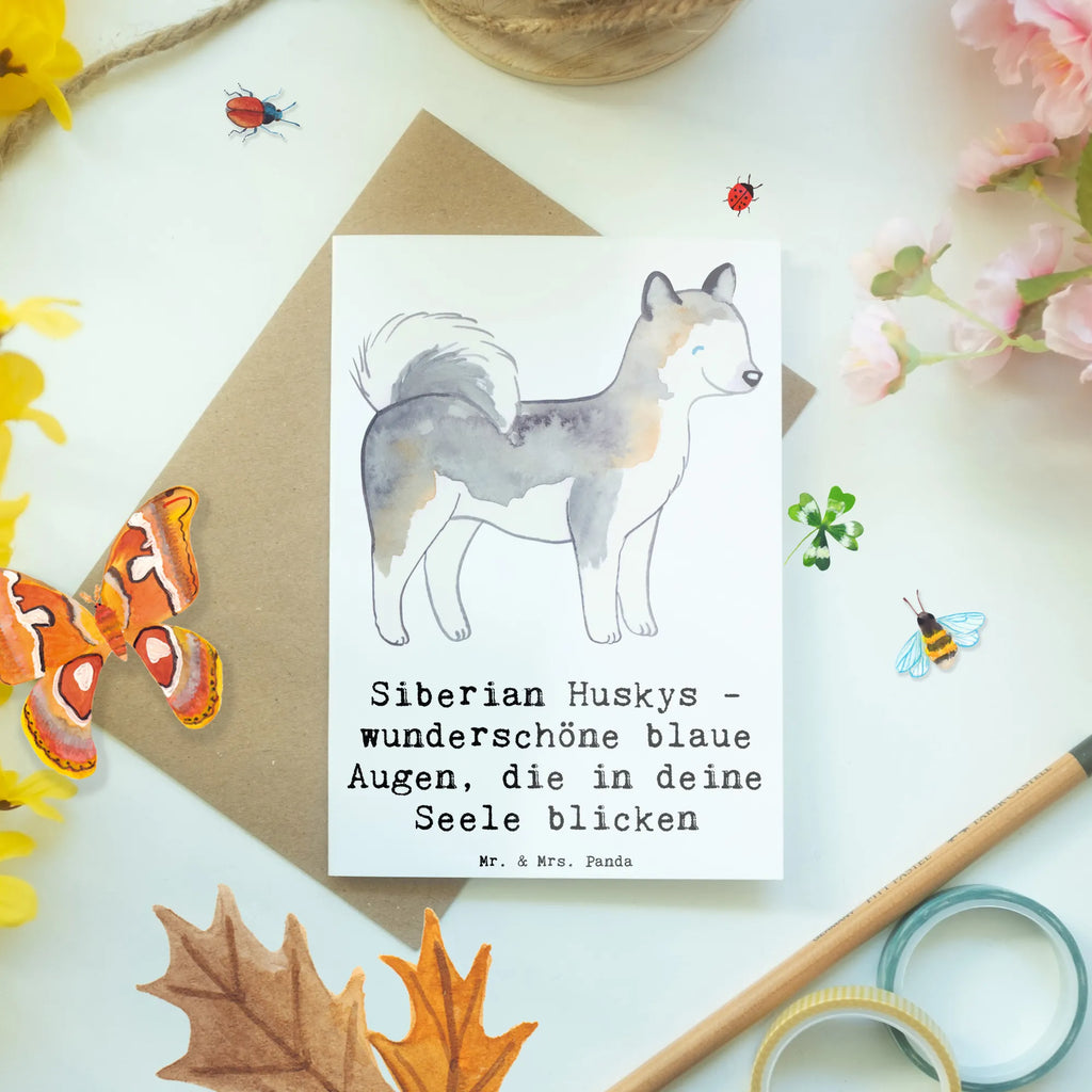 Grußkarte Siberian Husky Augenzauber Hochzeitskarte, Grußkarte, Klappkarte, Ansichtskarten, Geburtstagskarte, Glückwunschkarte, Einladungskarte, Karte, Hund, Hunderasse, Rassehund, Hundebesitzer, Geschenk, Tierfreund, Schenken, Welpe