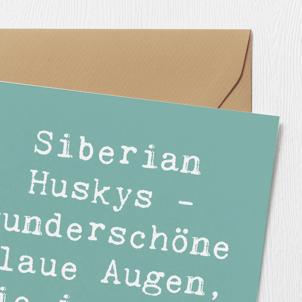Deluxe Card Saying Siberian Huskys - wunderschöne blaue Augen, die in deine Seele blicken Grußkarte, Hochwertige Klappkarte, Geburtstagskarte, Hochzeitskarte, Hochwertige Grußkarte, Einladungskarte, Karte, Klappkarte, Glückwunschkarte, Hund, Hunderasse, Rassehund, Hundebesitzer, Geschenk, Tierfreund, Schenken, Welpe