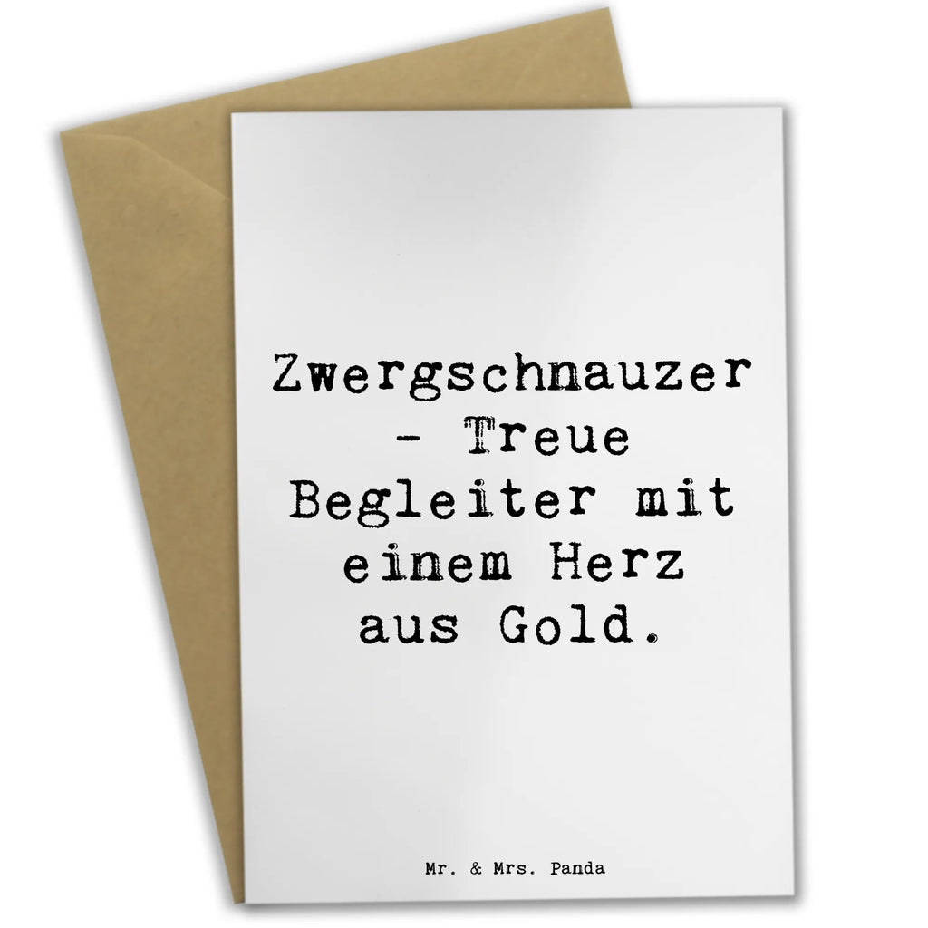 Greetings card Saying Zwergschnauzer - Treue Begleiter mit einem Herz aus Gold. Glückwunschkarte, Klappkarte, Karte, Geburtstagskarte, Grußkarte, Ansichtskarten, Hochzeitskarte, Einladungskarte, Hund, Hunderasse, Rassehund, Hundebesitzer, Geschenk, Tierfreund, Schenken, Welpe