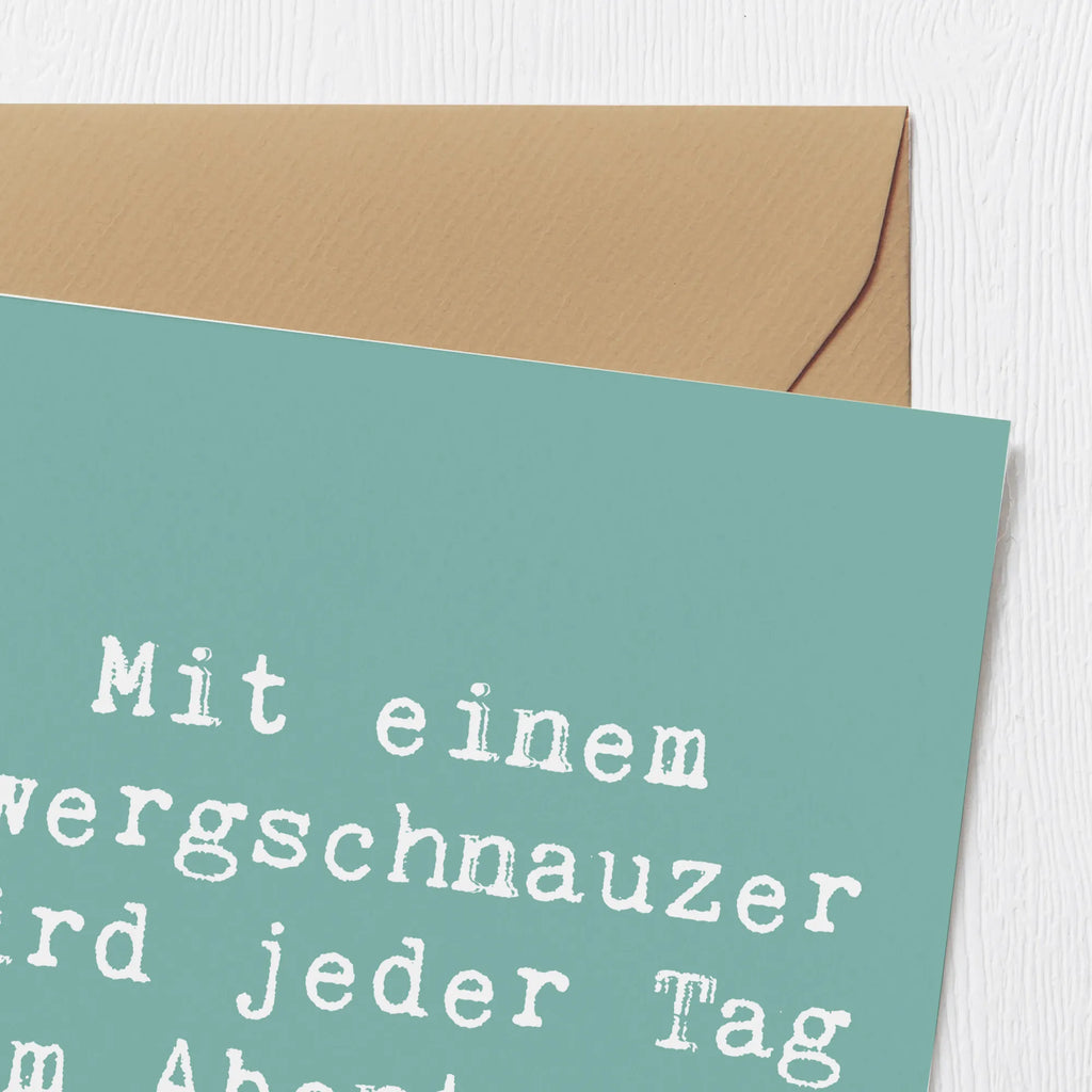 Deluxe Karte Spruch Zwergschnauzer Abenteuer Geburtstagskarte, Hochzeitskarte, Hochwertige Grußkarte, Hochwertige Klappkarte, Karte, Klappkarte, Glückwunschkarte, Grußkarte, Einladungskarte, Hund, Hunderasse, Rassehund, Hundebesitzer, Geschenk, Tierfreund, Schenken, Welpe