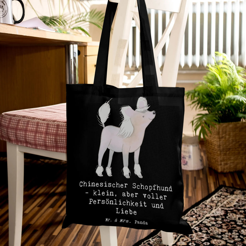 Tote bag Chinesischer Schopfhund - klein, aber voller Persönlichkeit und Liebe Jutebeutel, Beuteltasche, Strandtasche, Laptoptasche, Einkaufstüte, Jutetasche, Stofftasche, Beutel, Badetasche, Tragetasche, Schultertasche, Stoffbeutel, Umhängetasche, Shopper, Einkaufstasche, Tasche, Hund, Hunderasse, Rassehund, Hundebesitzer, Geschenk, Tierfreund, Schenken, Welpe