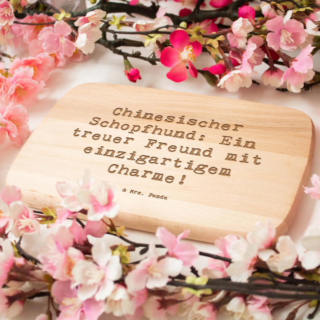 Śniadaniowa deska Przysłowie Chinesischer Schopfhund: Ein treuer Freund mit einzigartigem Charme! Pies, rasa psa, pies rasowy, właściciel psa, prezent, miłośnik zwierząt, dawanie, szczeniak