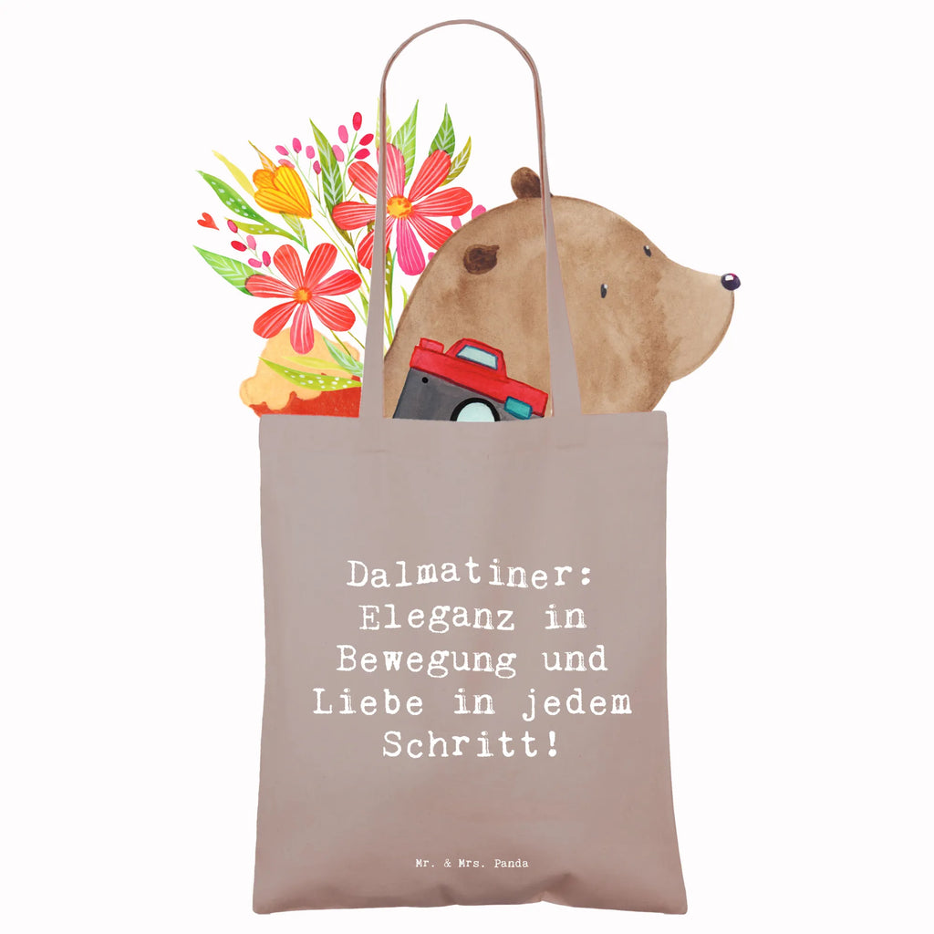 Tote bag Saying Dalmatiner: Eleganz in Bewegung und Liebe in jedem Schritt! Beuteltasche, Beutel, Einkaufstasche, Jutebeutel, Stoffbeutel, Tasche, Shopper, Umhängetasche, Strandtasche, Schultertasche, Stofftasche, Tragetasche, Badetasche, Jutetasche, Einkaufstüte, Laptoptasche, Hund, Hunderasse, Rassehund, Hundebesitzer, Geschenk, Tierfreund, Schenken, Welpe