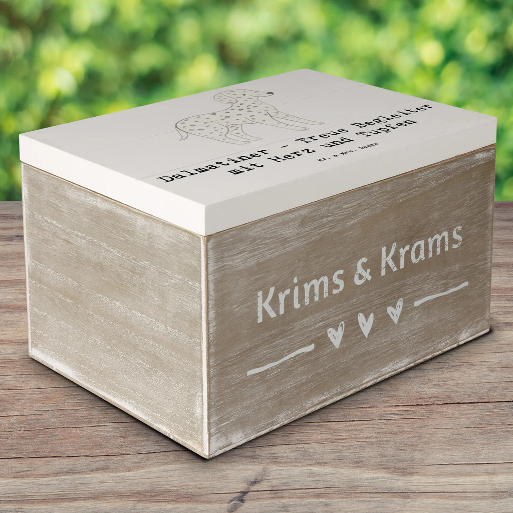 Wooden chest Dalmatiner - Treue Begleiter mit Herz und Tupfen Aufbewahrungsbox, XXL, Schatulle, Schatzkiste, Kiste, Holzkiste, Erinnerungskiste, Erinnerungsbox, Truhe, Geschenkdose, Geschenkbox, Dekokiste, Hund, Hunderasse, Rassehund, Hundebesitzer, Geschenk, Tierfreund, Schenken, Welpe