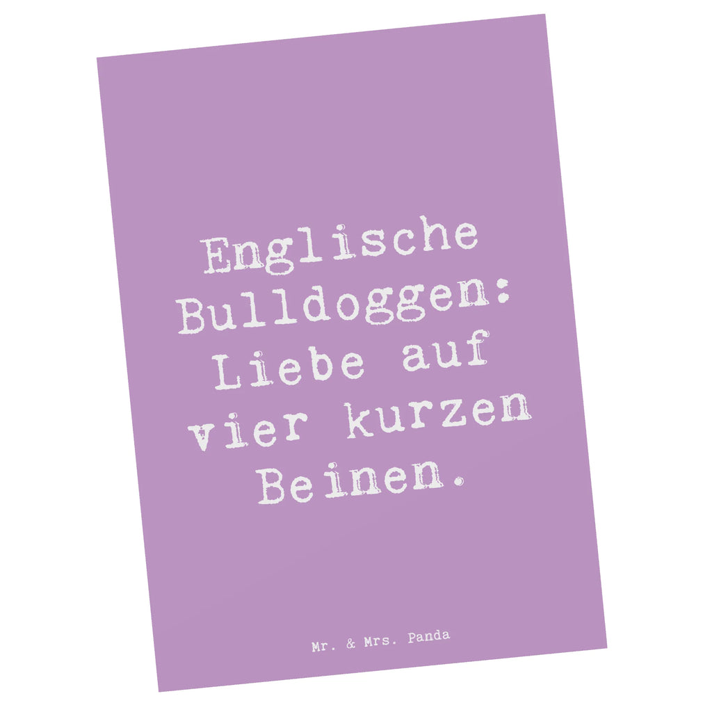 Postcard Saying Englische Bulldoggen: Liebe auf vier kurzen Beinen. Einladung, Geburtstagskarte, Einladung Geburtstag, Einladungskarten Geburtstag, Einladungskarte, Karte, Geschenkkarte, Ansichtskarten, Postkarte, Dankeskarte, Ansichtskarte, Grußkarte, Hund, Hunderasse, Rassehund, Hundebesitzer, Geschenk, Tierfreund, Schenken, Welpe