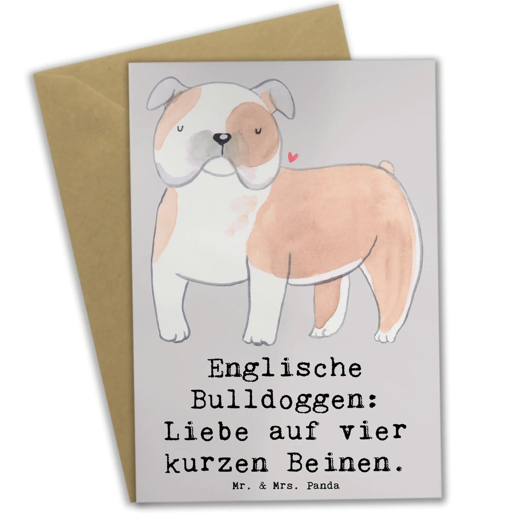 Greetings card Englische Bulldoggen: Liebe auf vier kurzen Beinen. Grußkarte, Geburtstagskarte, Ansichtskarten, Glückwunschkarte, Karte, Einladungskarte, Hochzeitskarte, Klappkarte, Hund, Hunderasse, Rassehund, Hundebesitzer, Geschenk, Tierfreund, Schenken, Welpe