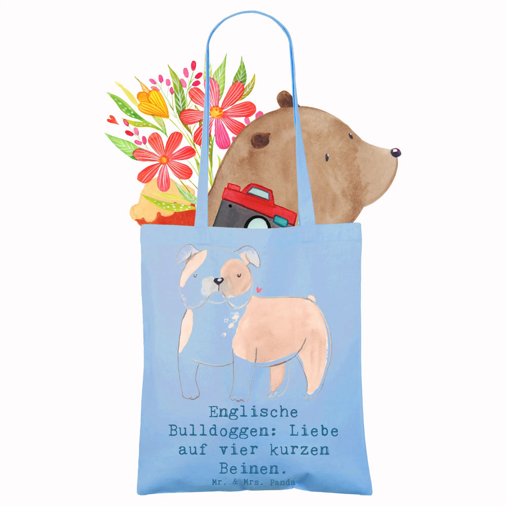 Tote bag Englische Bulldoggen: Liebe auf vier kurzen Beinen. Einkaufstasche, Beuteltasche, Schultertasche, Laptoptasche, Stoffbeutel, Beutel, Stofftasche, Tragetasche, Strandtasche, Badetasche, Jutetasche, Tasche, Jutebeutel, Shopper, Umhängetasche, Einkaufstüte, Hund, Hunderasse, Rassehund, Hundebesitzer, Geschenk, Tierfreund, Schenken, Welpe