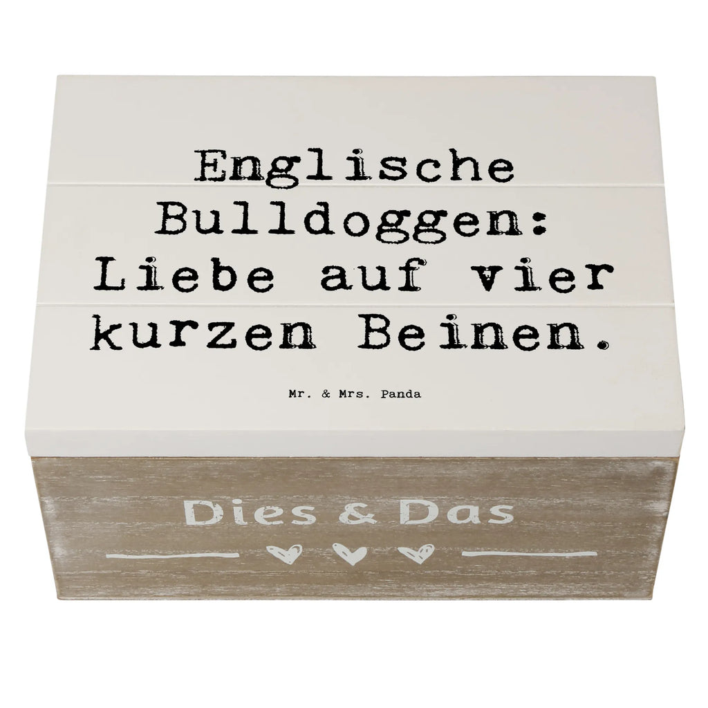 Wooden chest Saying Englische Bulldoggen: Liebe auf vier kurzen Beinen. Erinnerungsbox, Schatulle, Dekokiste, Geschenkdose, XXL, Holzkiste, Schatzkiste, Truhe, Kiste, Erinnerungskiste, Aufbewahrungsbox, Geschenkbox, Hund, Hunderasse, Rassehund, Hundebesitzer, Geschenk, Tierfreund, Schenken, Welpe