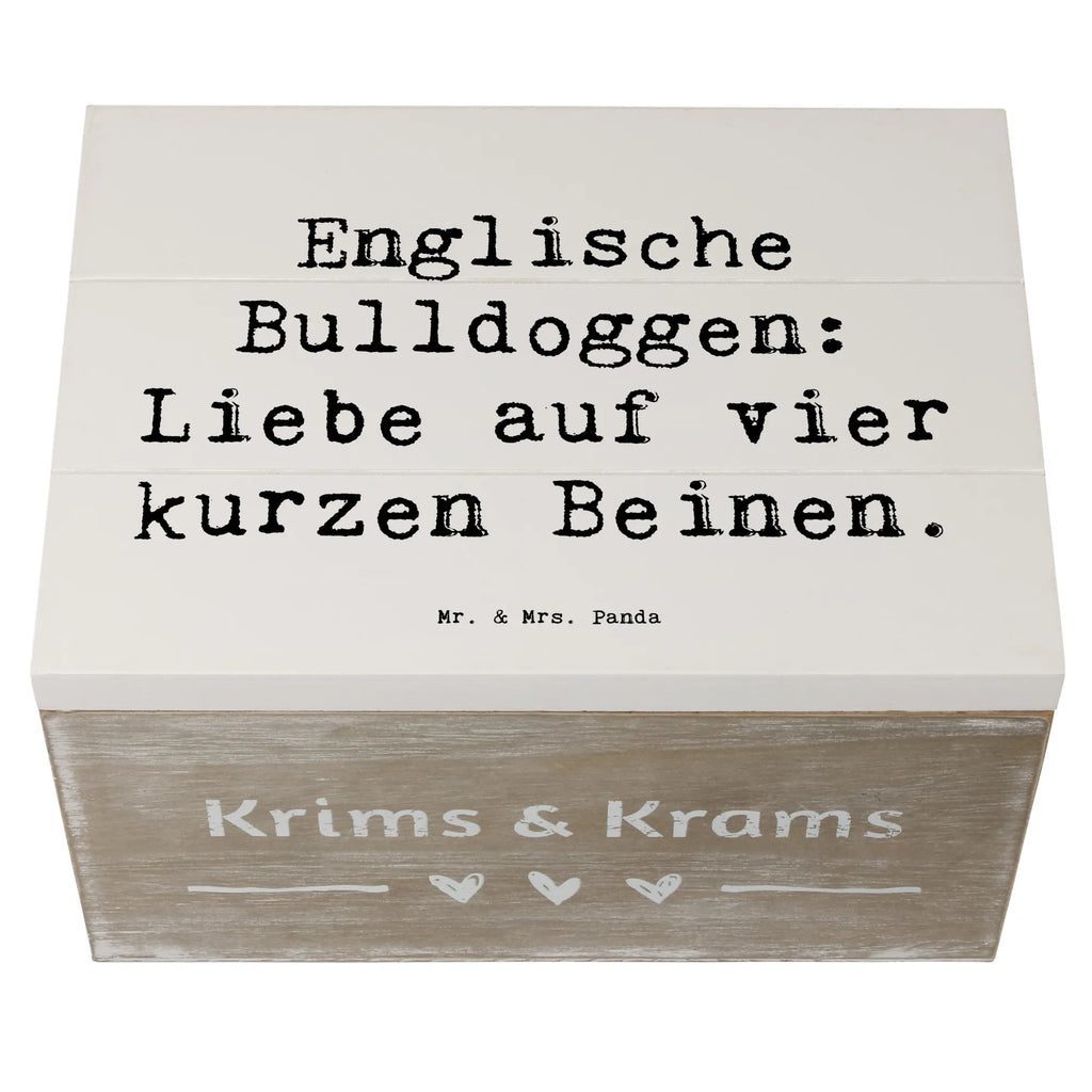 Wooden chest Saying Englische Bulldoggen: Liebe auf vier kurzen Beinen. Erinnerungsbox, Schatulle, Dekokiste, Geschenkdose, XXL, Holzkiste, Schatzkiste, Truhe, Kiste, Erinnerungskiste, Aufbewahrungsbox, Geschenkbox, Hund, Hunderasse, Rassehund, Hundebesitzer, Geschenk, Tierfreund, Schenken, Welpe
