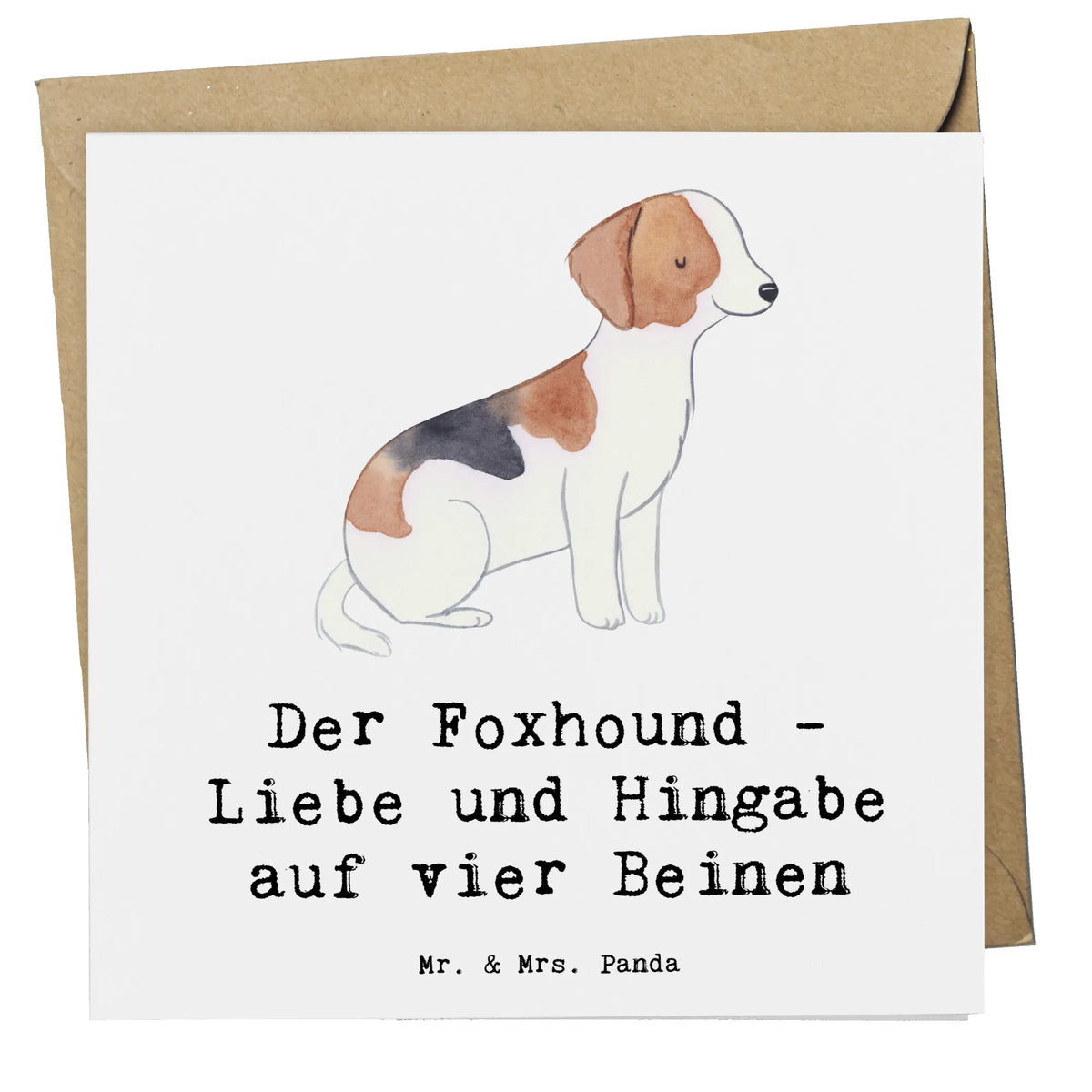 Deluxe Karte Liebevoller Foxhound Glückwunschkarte, doppelkarte, anlasskarte, Klappkarte, Grußkarte, faltkarte, Geschenk, Schenken, Hund, Hunderasse, Rassehund, Hundebesitzer, Tierfreund, Welpe