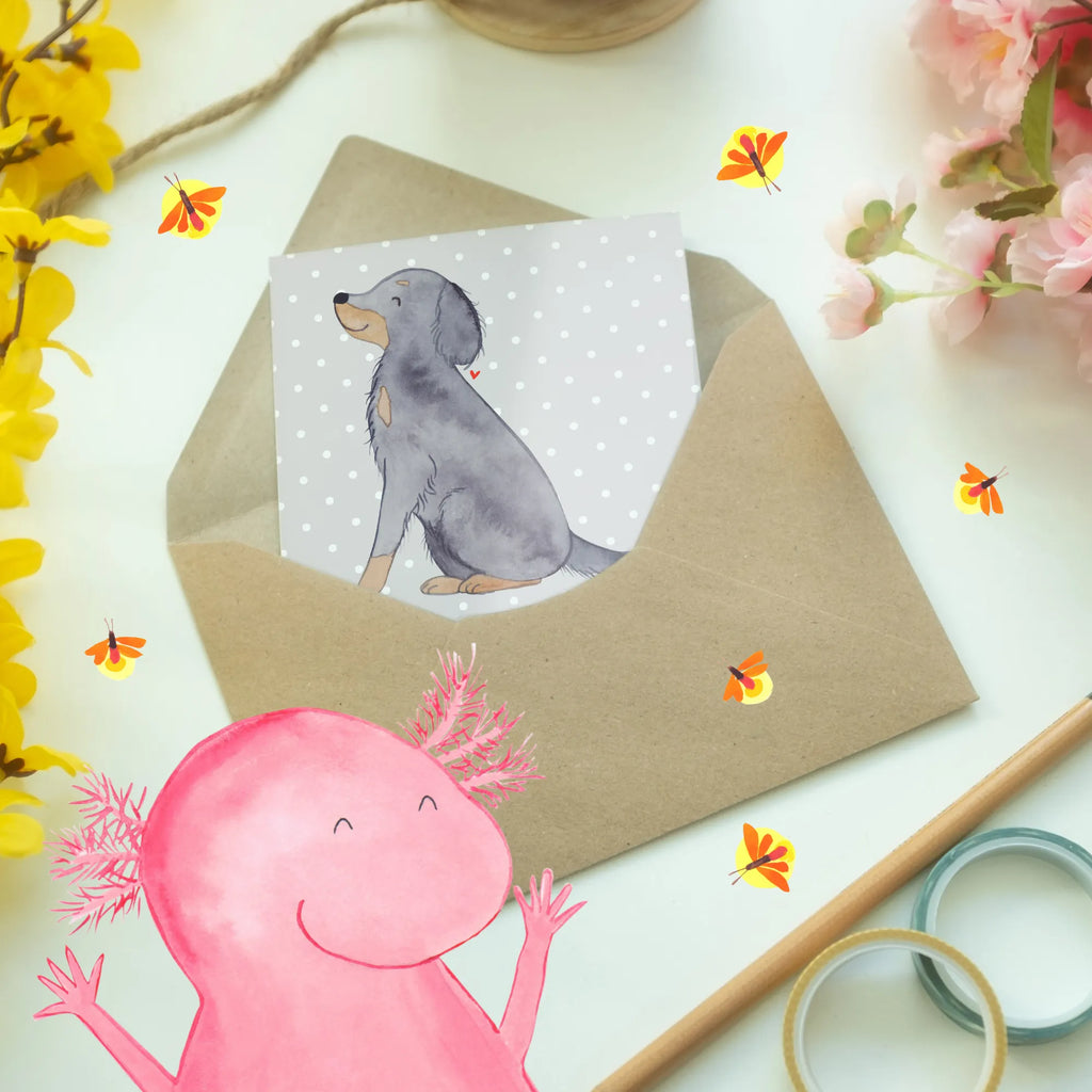 Grußkarte Gordon Setter Abenteuer Glückwunschkarte, Ansichtskarten, Hochzeitskarte, Einladungskarte, Geburtstagskarte, Klappkarte, Karte, Grußkarte, Hund, Hunderasse, Rassehund, Hundebesitzer, Geschenk, Tierfreund, Schenken, Welpe