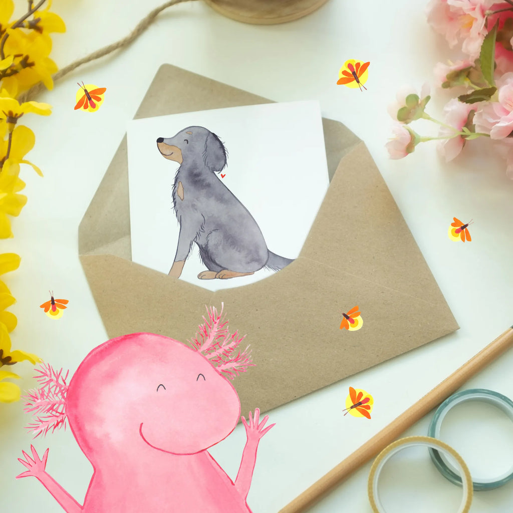 Grußkarte Gordon Setter Klappkarte, Ansichtskarten, Karte, Glückwunschkarte, Hochzeitskarte, Geburtstagskarte, Einladungskarte, Grußkarte, Hund, Hunderasse, Rassehund, Hundebesitzer, Geschenk, Tierfreund, Schenken, Welpe