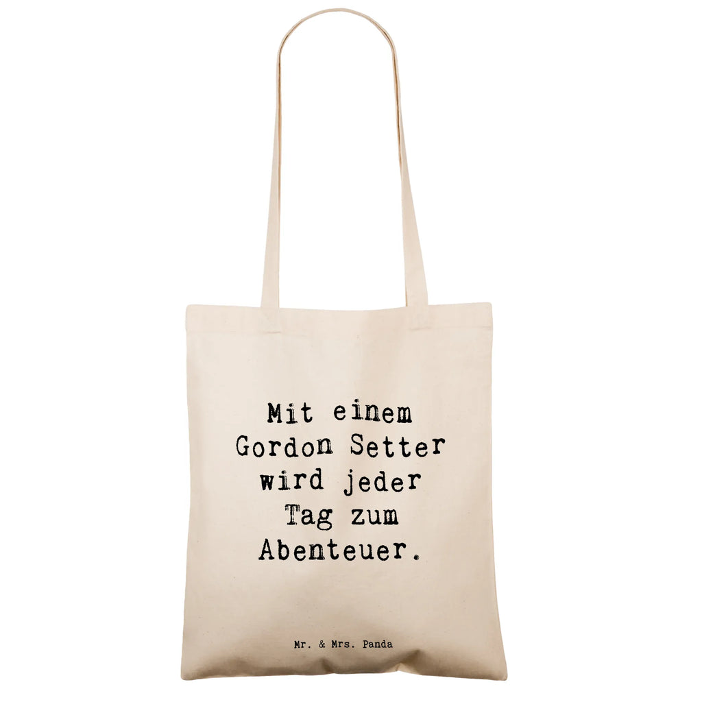 Tote bag Saying Mit einem Gordon Setter wird jeder Tag zum Abenteuer. Beuteltasche, Beutel, Einkaufstasche, Jutebeutel, Stoffbeutel, Tasche, Shopper, Umhängetasche, Strandtasche, Schultertasche, Stofftasche, Tragetasche, Badetasche, Jutetasche, Einkaufstüte, Laptoptasche, Hund, Hunderasse, Rassehund, Hundebesitzer, Geschenk, Tierfreund, Schenken, Welpe