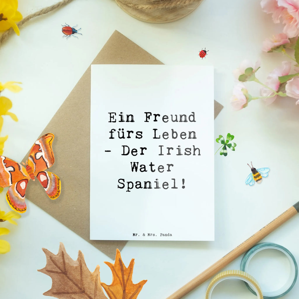 Greetings card Saying Ein Freund fürs Leben - Der Irish Water Spaniel! Glückwunschkarte, Hochzeitskarte, Geburtstagskarte, Klappkarte, Grußkarte, Karte, Einladungskarte, Ansichtskarten, Hund, Hunderasse, Rassehund, Hundebesitzer, Geschenk, Tierfreund, Schenken, Welpe