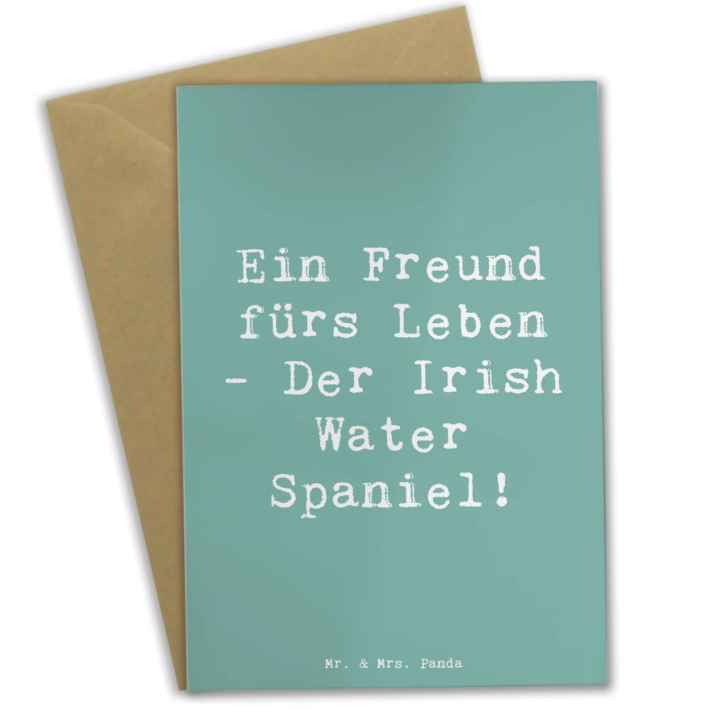 Greetings card Saying Ein Freund fürs Leben - Der Irish Water Spaniel! Glückwunschkarte, Hochzeitskarte, Geburtstagskarte, Klappkarte, Grußkarte, Karte, Einladungskarte, Ansichtskarten, Hund, Hunderasse, Rassehund, Hundebesitzer, Geschenk, Tierfreund, Schenken, Welpe