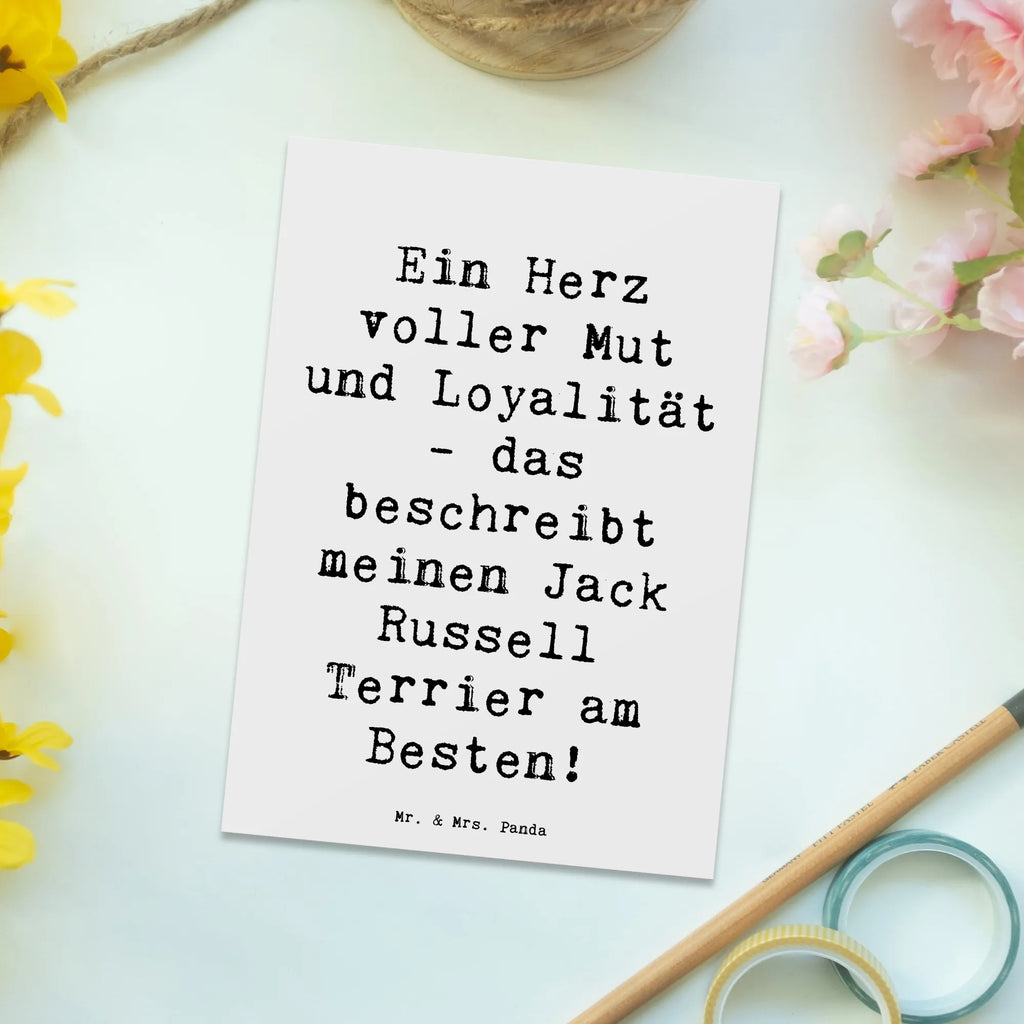 Postcard Saying Ein Herz voller Mut und Loyalität - das beschreibt meinen Jack Russell Terrier am Besten! Dankeskarte, Karte, Postkarte, Grußkarte, Einladungskarte, Einladung, Ansichtskarte, Ansichtskarten, Einladung Geburtstag, Einladungskarten Geburtstag, Geburtstagskarte, Geschenkkarte, Hund, Hunderasse, Rassehund, Hundebesitzer, Geschenk, Tierfreund, Schenken, Welpe