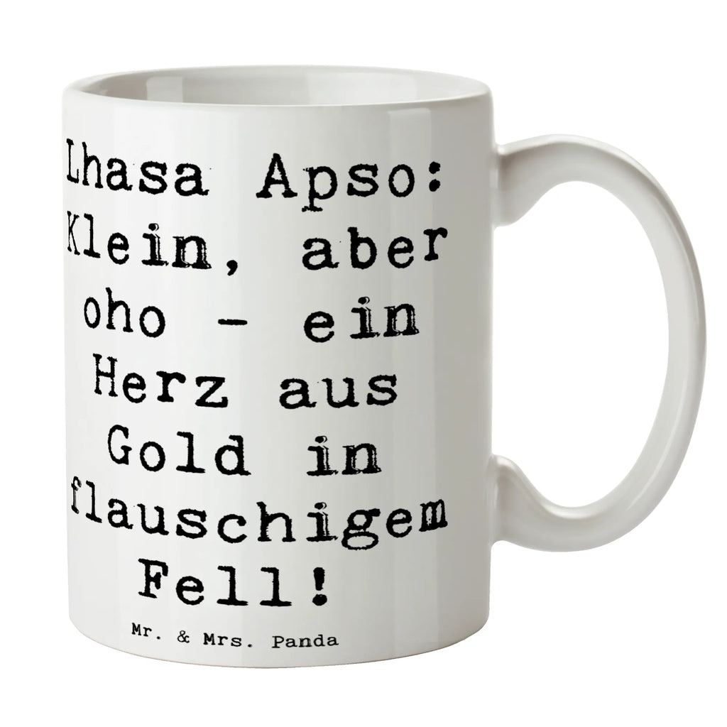 Mug Saying Lhasa Apso: Klein, aber oho - ein Herz aus Gold in flauschigem Fell! Kaffeetasse, Teetasse, Tasse mit Zitaten, Tasse, Geschenktasse, Porzellantasse, Tasse mit Motiven, Bürotasse, Keramiktasse, Hund, Hunderasse, Rassehund, Hundebesitzer, Geschenk, Tierfreund, Schenken, Welpe