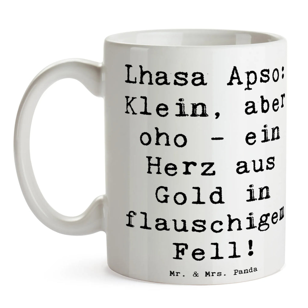 Mug Saying Lhasa Apso: Klein, aber oho - ein Herz aus Gold in flauschigem Fell! Kaffeetasse, Teetasse, Tasse mit Zitaten, Tasse, Geschenktasse, Porzellantasse, Tasse mit Motiven, Bürotasse, Keramiktasse, Hund, Hunderasse, Rassehund, Hundebesitzer, Geschenk, Tierfreund, Schenken, Welpe