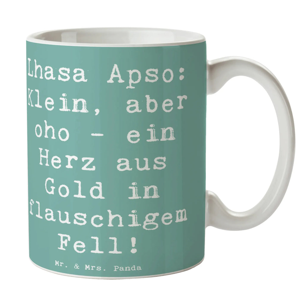Mug Saying Lhasa Apso: Klein, aber oho - ein Herz aus Gold in flauschigem Fell! Kaffeetasse, Teetasse, Tasse mit Zitaten, Tasse, Geschenktasse, Porzellantasse, Tasse mit Motiven, Bürotasse, Keramiktasse, Hund, Hunderasse, Rassehund, Hundebesitzer, Geschenk, Tierfreund, Schenken, Welpe
