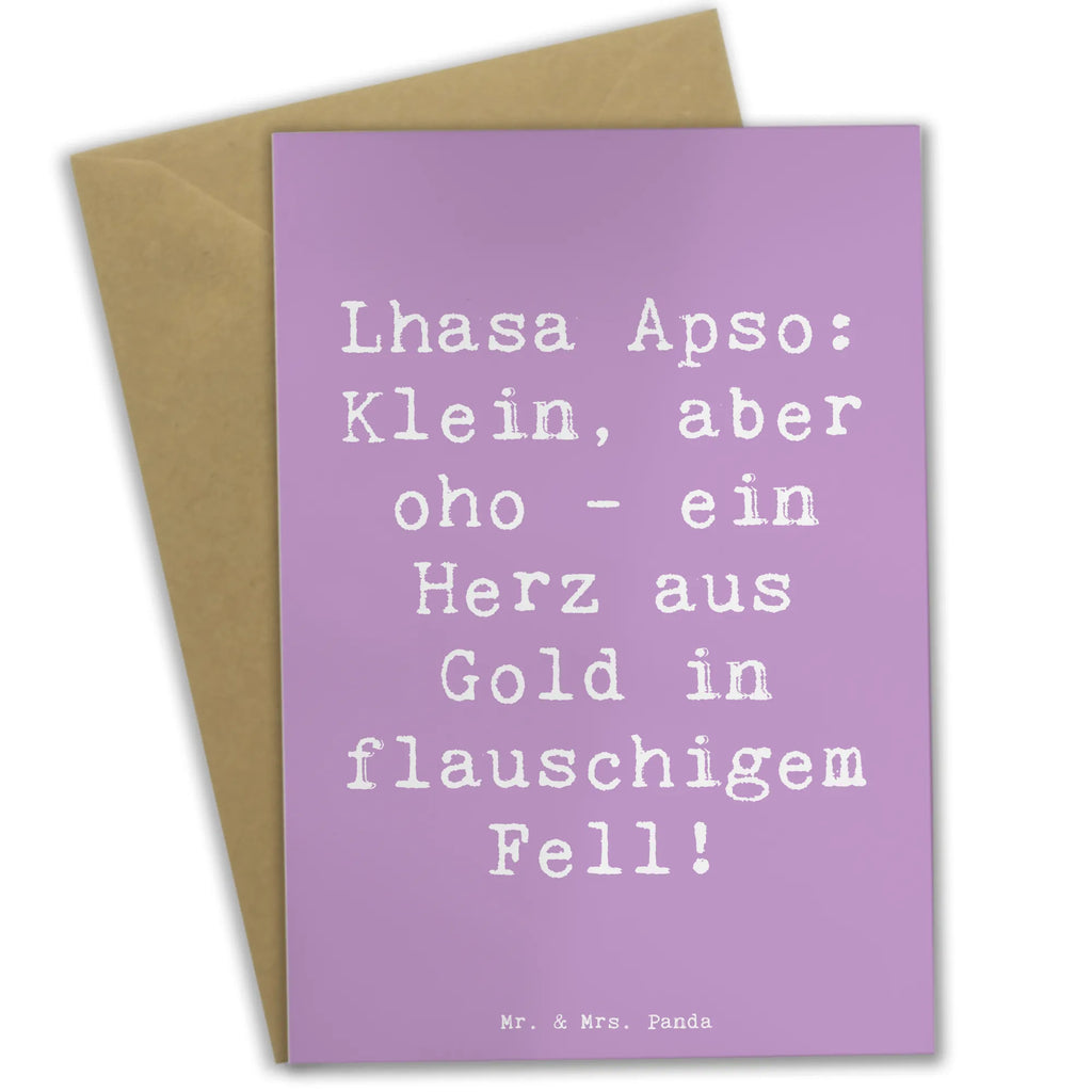 Greetings card Saying Lhasa Apso: Klein, aber oho - ein Herz aus Gold in flauschigem Fell! Ansichtskarten, Glückwunschkarte, Geburtstagskarte, Grußkarte, Karte, Hochzeitskarte, Einladungskarte, Klappkarte, Hund, Hunderasse, Rassehund, Hundebesitzer, Geschenk, Tierfreund, Schenken, Welpe